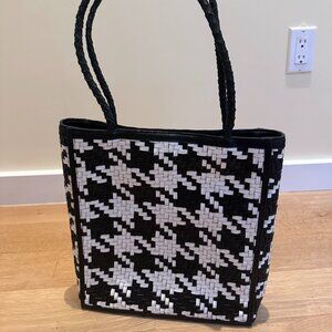 BRAND NEW Bembien Leather Tote - White/Black Houndstooth